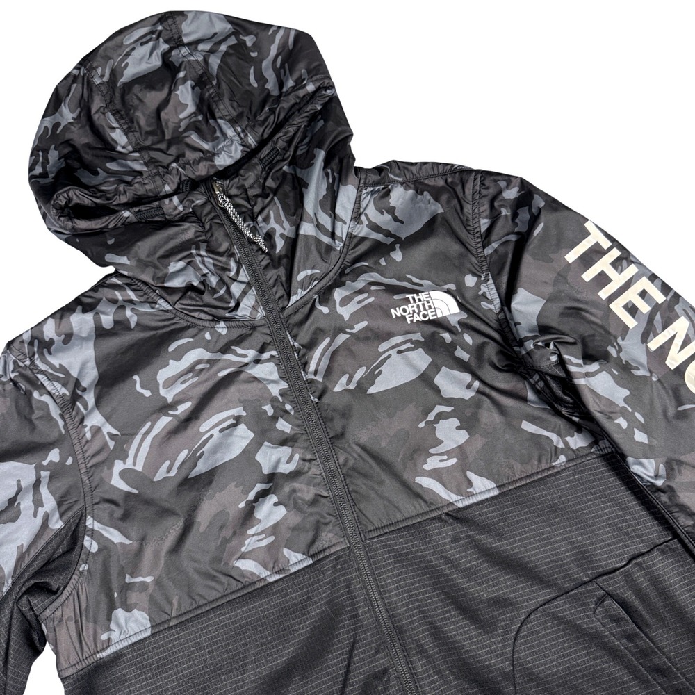 The North Face Train N Logo Overlay Hoodie Men S Black Camo Full Zip Jacket